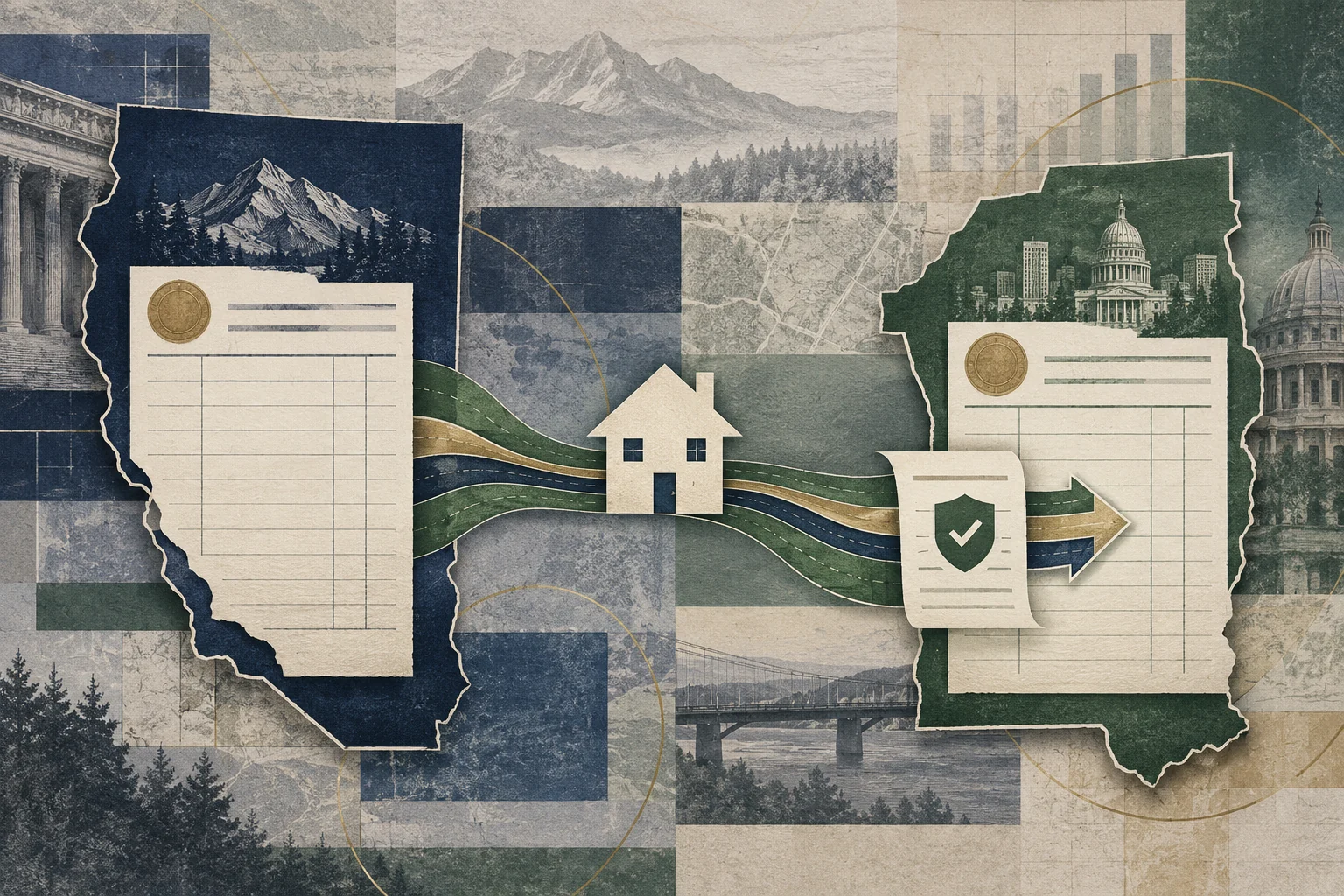 Two state ledgers connected by one household income flow
